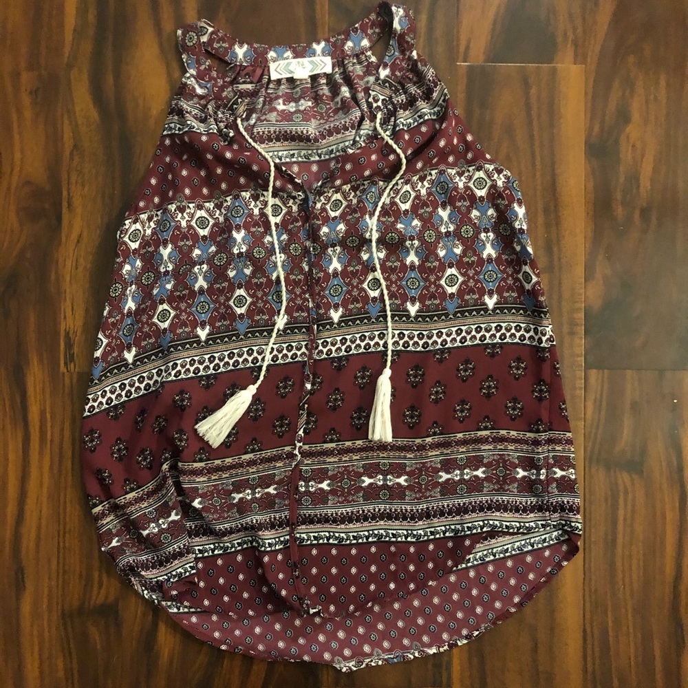 Paisley Pink Rose dressy tank top - Size Small